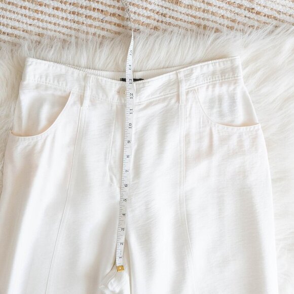 VERA WANG PANTS SZ M WHITE CULOTTE TROUSERS WIDE LEG CROPPED FLOWY - Picture 6 of 8